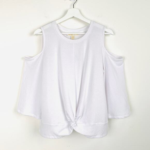 NWT Michael Kors Cold Shoulder Button Down Top Size L - Picture 2 of 11